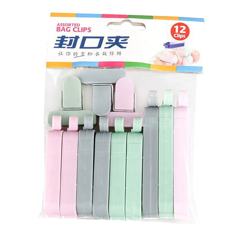12 kom/lot Brtva za pohranjivanje grickalica Brtva za brtvljenje kopči za vrećicu Stezaljka za brtvljenje Stezaljka za vrećicu za hranu Kuhinjski alat Stezaljka za zatvaranje hrane