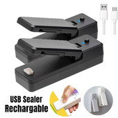 2 viename maisto sandariklis USB įkraunamas maišelis, karštas sandariklis su pjaustytuvu, nešiojamasis sandariklis, skirtas plastikinių maišelių maisto laikymui virtuvėje