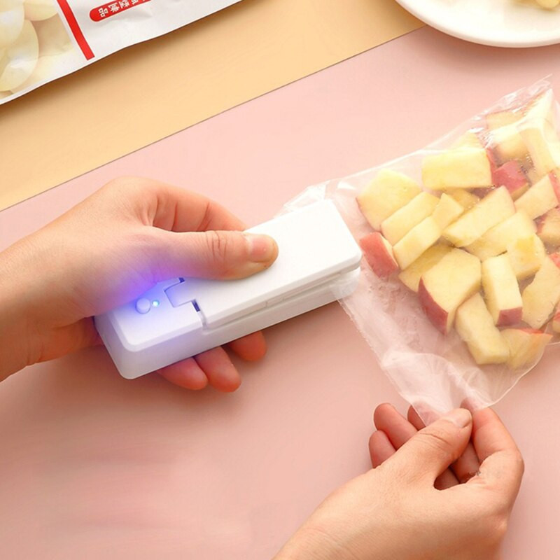 2 σε 1 Food Sealer USB Chargable Bag Heat Sealers with Cutter Knife Φορητά σφραγιστικά για πλαστική σακούλα Food Storage Kitchen Hacks