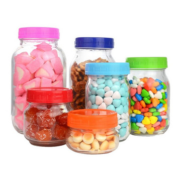 Χρωματιστά πλαστικά καπάκια βάζας Mason 16 συσκευασιών - 8 πλατύς στόματος & 8 κανονικά καπάκια σφαιρικής μάζας, αντιολισθητικά καπάκια αποθήκευσης τροφίμων