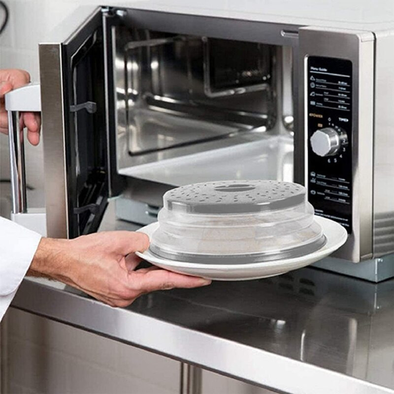 Capac pentru stropire pentru cuptor cu microunde Husă cu aerisire pliabilă pentru alimente pentru cuptor cu microunde, cu mâner de prindere ușor
