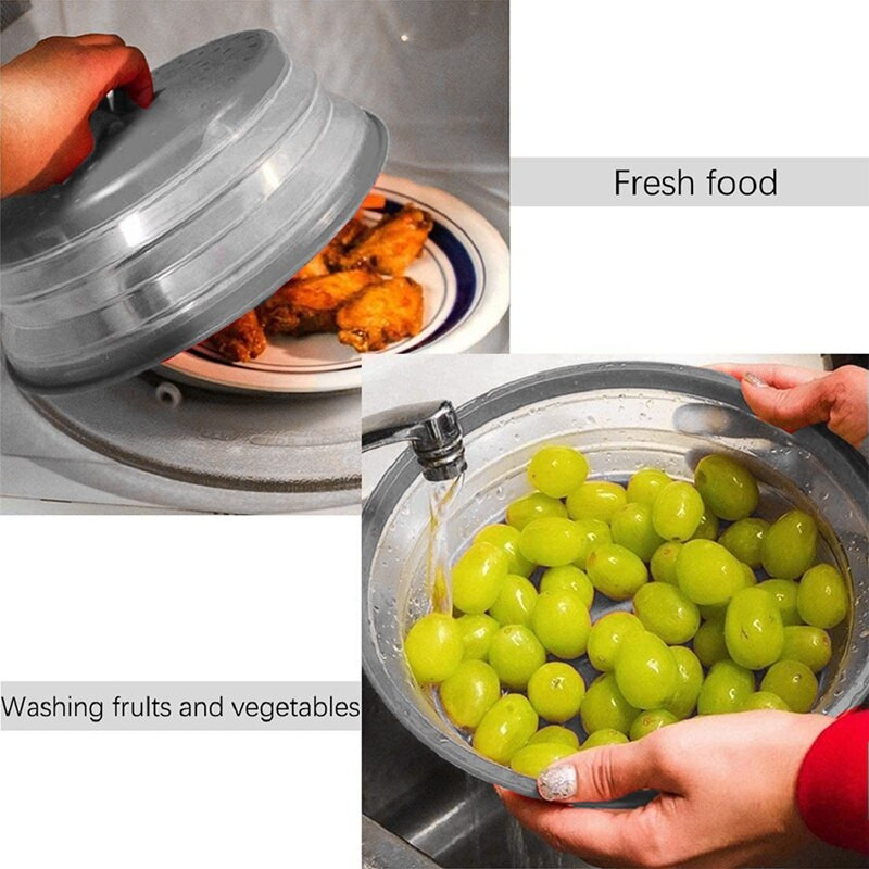 Capac pentru stropire pentru cuptor cu microunde Husă cu aerisire pliabilă pentru alimente pentru cuptor cu microunde, cu mâner de prindere ușor