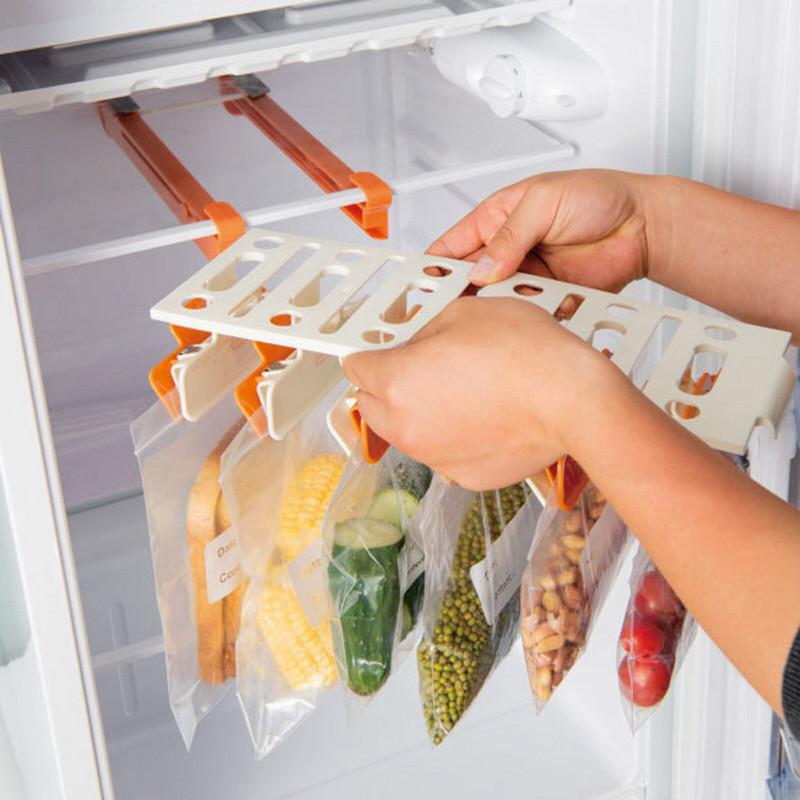 Ράφι αποθήκευσης ψυγείου Ράφι ψυγείου Ράχα κρεμαστή Συρόμενος δίσκος ράγας για τσάντα τροφίμων Zip-bag Θήκη φρέσκου ψυγείου Organizer