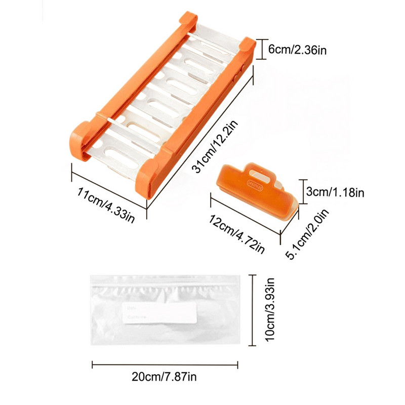 Ράφι αποθήκευσης ψυγείου Ράφι ψυγείου Ράχα κρεμαστή Συρόμενος δίσκος ράγας για τσάντα τροφίμων Zip-bag Θήκη φρέσκου ψυγείου Organizer