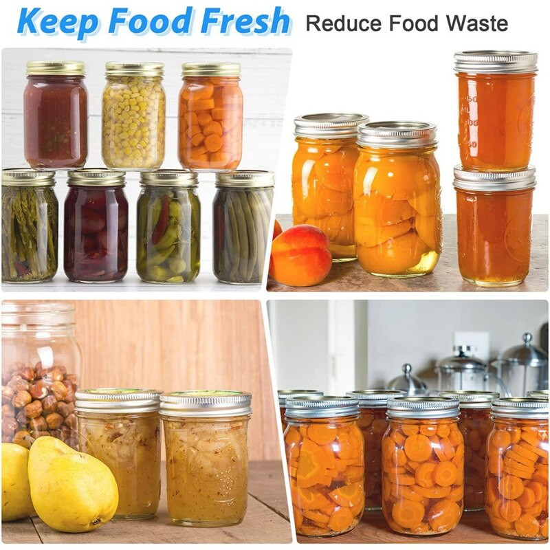 Befőttesüveg tömítő, univerzális tégelyzáró készlet normál és széles szájhoz, tégelyes vákuumos lezáró kompatibilis Foodsaver-hez