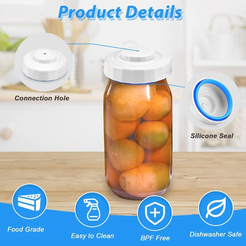 Befőttesüveg tömítő, univerzális tégelyzáró készlet normál és széles szájhoz, tégelyes vákuumos lezáró kompatibilis Foodsaver-hez