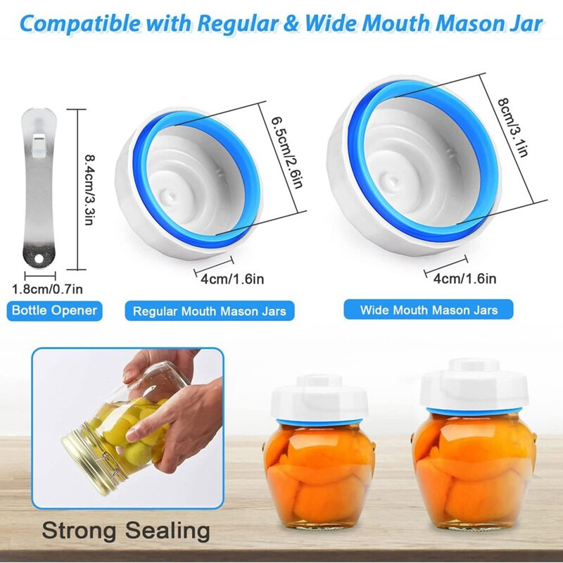 Befőttesüveg tömítő, univerzális tégelyzáró készlet normál és széles szájhoz, tégelyes vákuumos lezáró kompatibilis Foodsaver-hez