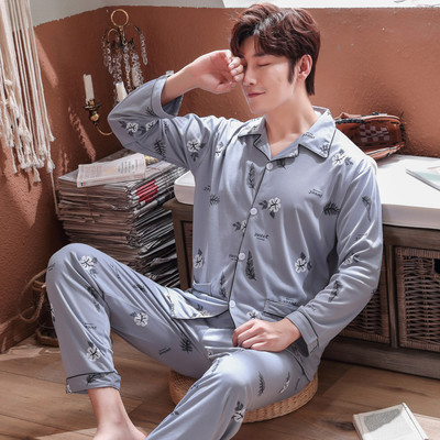 Pijamale casual bărbați din două piese - cu guler clasic