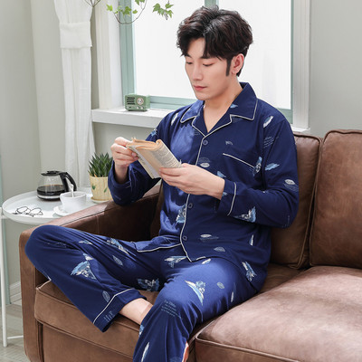 Pijamale casual bărbați din două piese - cu guler clasic