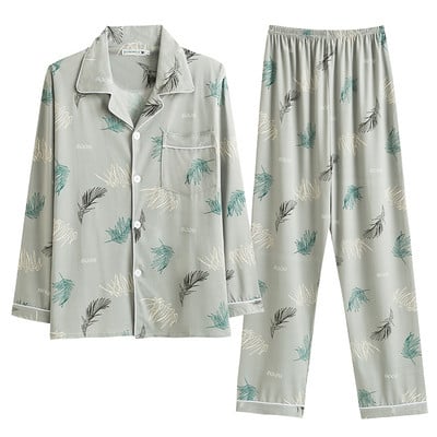 Pijamale casual bărbați din două piese - cu guler clasic