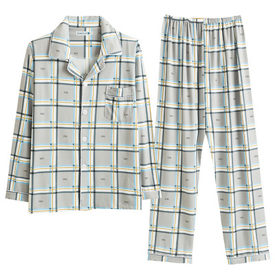 Pijamale casual bărbați din două piese - cu guler clasic