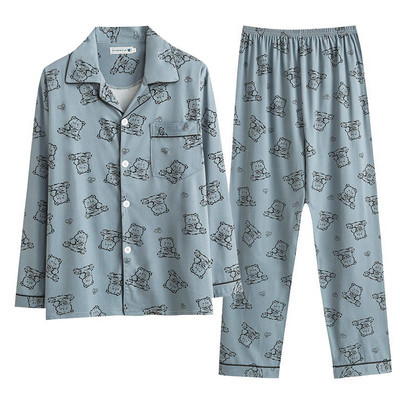 Pijamale casual bărbați din două piese - cu guler clasic