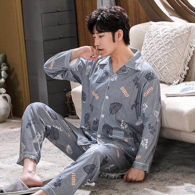 Pijamale casual bărbați din două piese - cu guler clasic