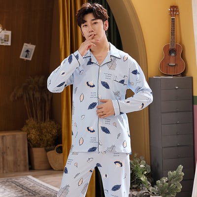 Pijamale casual bărbați din două piese - cu guler clasic