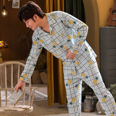 Pijamale casual bărbați din două piese - cu guler clasic