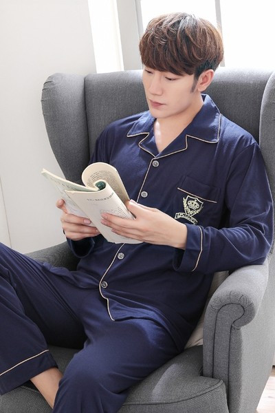 Pijamale casual bărbați din două piese - cu guler clasic