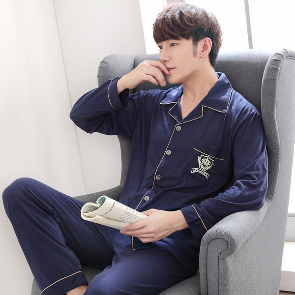 Pijamale casual bărbați din două piese - cu guler clasic