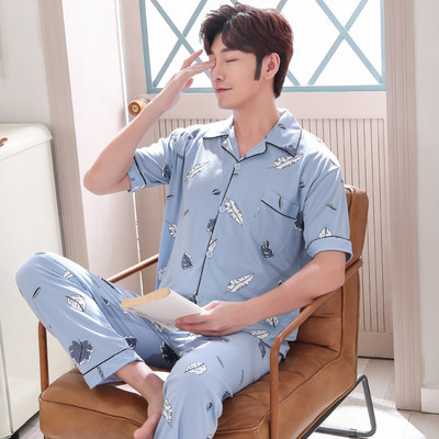 Pijamale bărbați din două piese - cu mâneci scurte