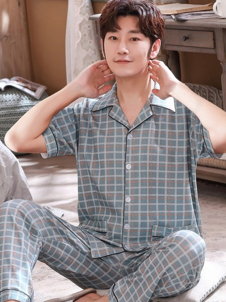 Pijamale bărbați din două piese - cu mâneci scurte