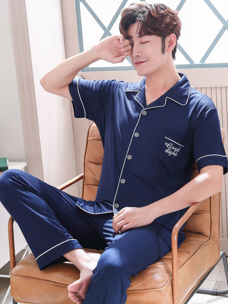 Pijamale bărbați din două piese - cu mâneci scurte