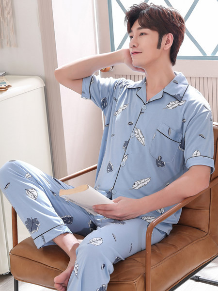 Pijamale bărbați din două piese - cu mâneci scurte