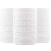 18 kusov plastových viečok Mason s bežným hrdlom na Ball, Kerr a ďalšie - biele plastové úložné viečka potravinárskej kvality