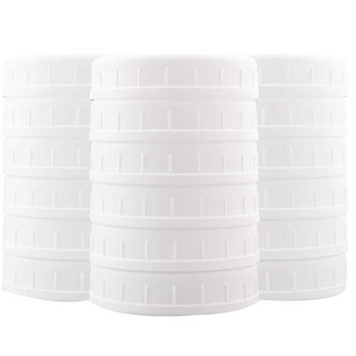 18 kusov plastových viečok Mason s bežným hrdlom na Ball, Kerr a ďalšie - biele plastové úložné viečka potravinárskej kvality