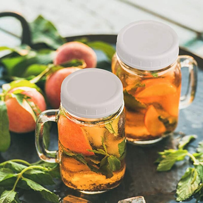 Pachete de 18 capace de borcan Mason cu gură obișnuită din plastic pentru bile, Kerr și altele - capace de depozitare din plastic alb de calitate alimentară