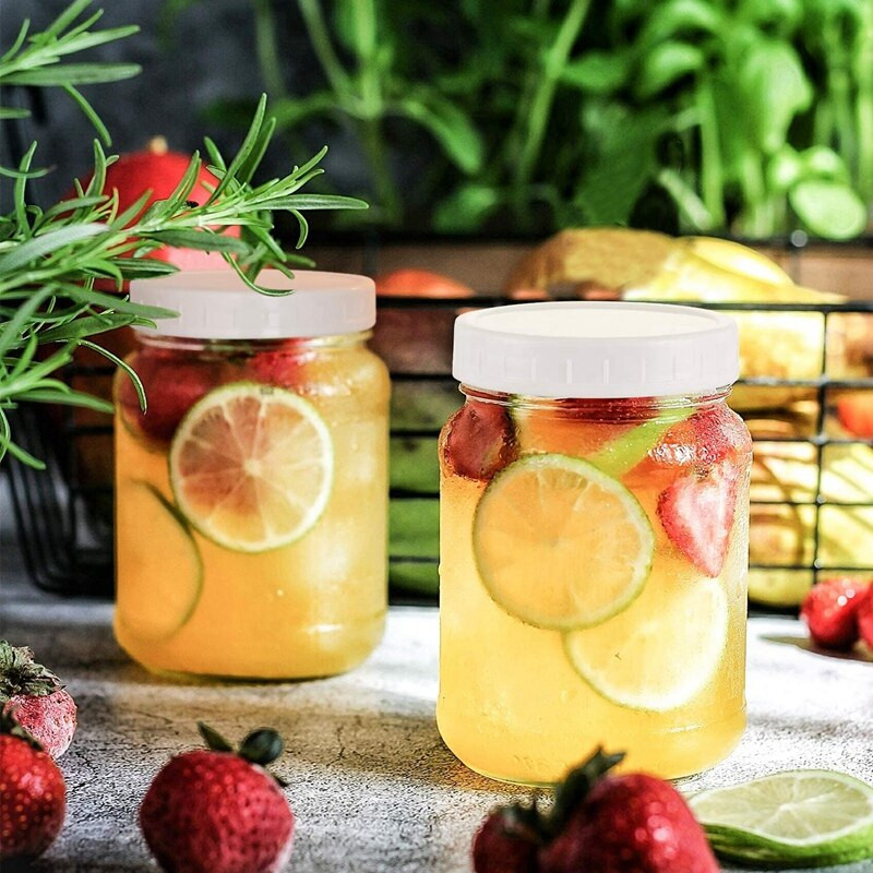 16 csomag széles szájú befőttesüveg fedelet, műanyag tárolókupakokat befőttesüvegekhez, szivárgás- és karcolásálló felületet