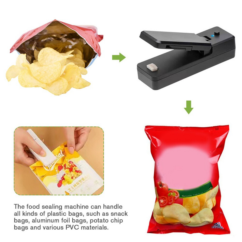 Mini magnetický uzatvárací stroj na vrecká, otvárač, prenosný uzatvárací stroj na balenie potravín, tepelné uzatváranie, kuchynský uzatvárací stroj
