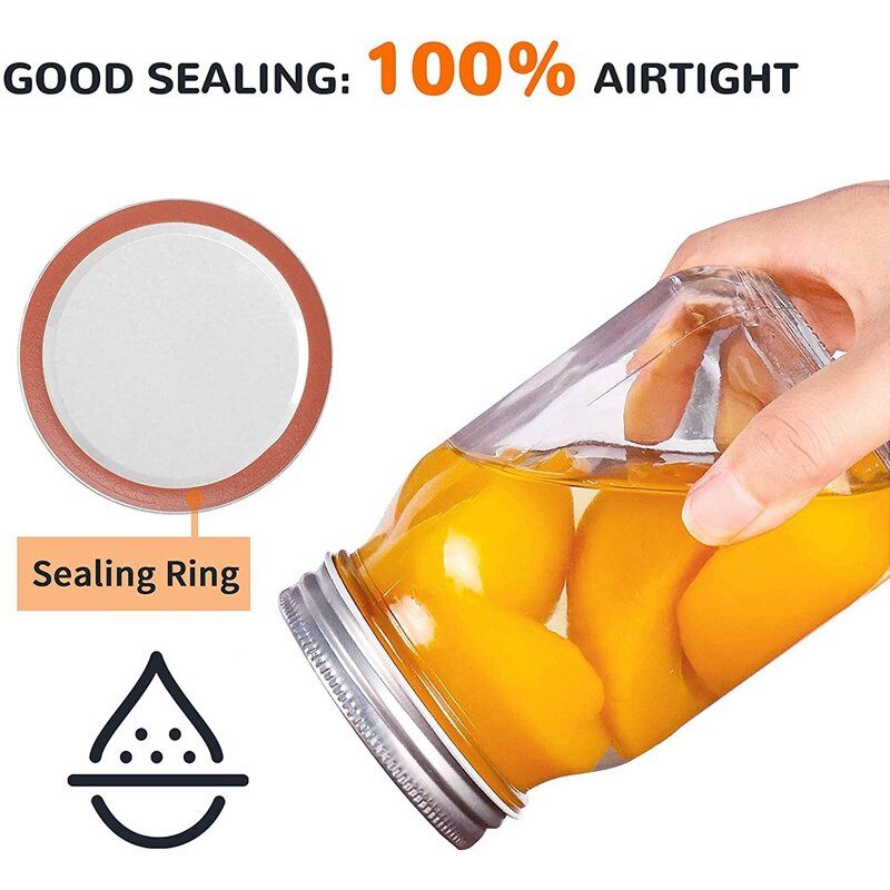 98 skaičiai 70 mm įprasti burnos konservavimo dangteliai, skirti rutuliniams ir kerriniams konservavimo dangteliams – padalinto tipo metaliniai masoninių stiklainių dangteliai konservavimui