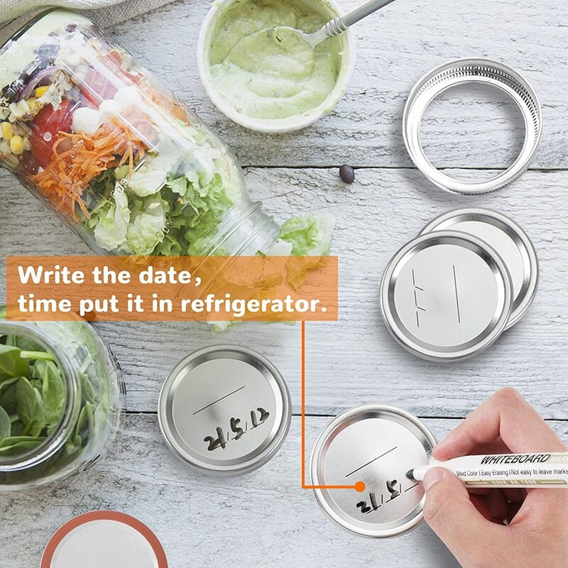 98 skaičiai 70 mm įprasti burnos konservavimo dangteliai, skirti rutuliniams ir kerriniams konservavimo dangteliams – padalinto tipo metaliniai masoninių stiklainių dangteliai konservavimui