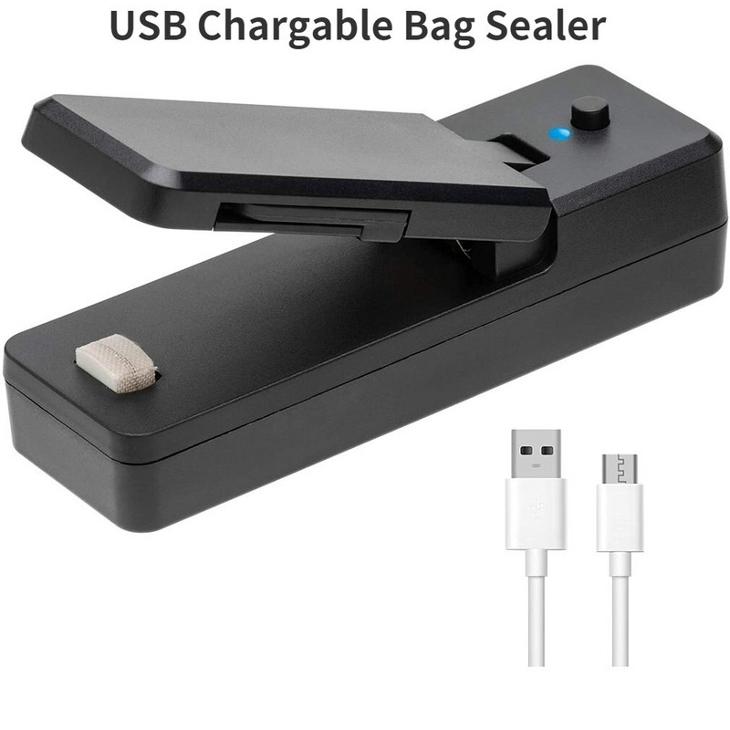 2 ÎN 1 USB încărcabil Mini etanșare pentru pungi Dispozitiv de etanșare termică cu cuțit de tăiere Reîncărcabil portabil de etanșare pentru pungi de gustare pentru depozitarea gustărilor alimentare