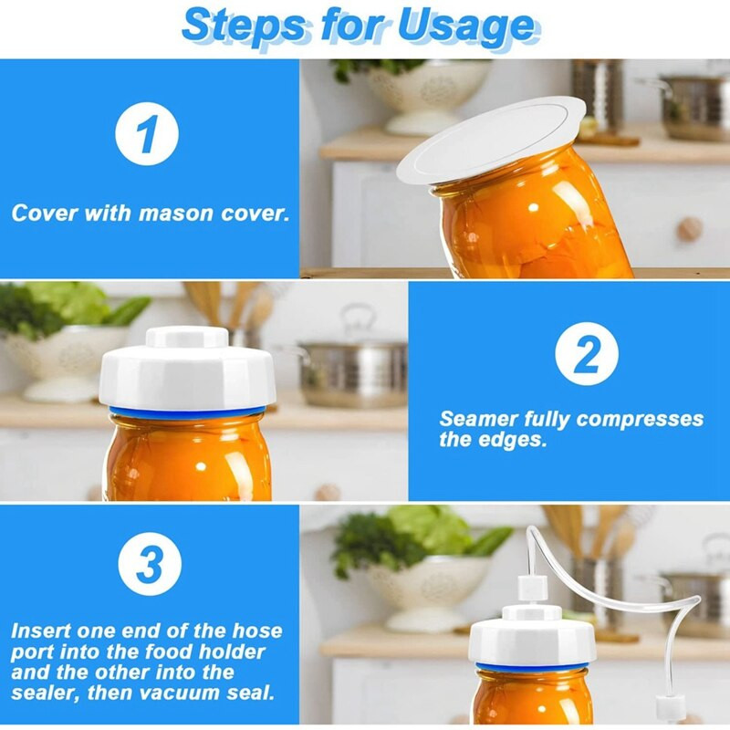 Mason zatvarač staklenki, univerzalni komplet zatvarača staklenki za obične i široke otvore, vakuumski zatvarač staklenki kompatibilan za uštedu hrane