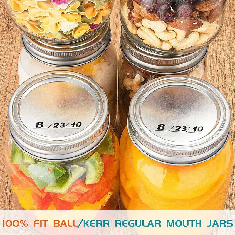 200 bucăți capace de conserve cu gură obișnuită de 70 mm pentru minge, borcane de tip despicat Capace pentru borcane din metal pentru conserve, pentru borcane cu gură obișnuită