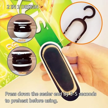 Mini Bag Sealer Portable Food Sealer Handheld Heat Vacuum Sealers 2 in 1 Heat Sealer & Cutter for Plastic Bag Sealing Food