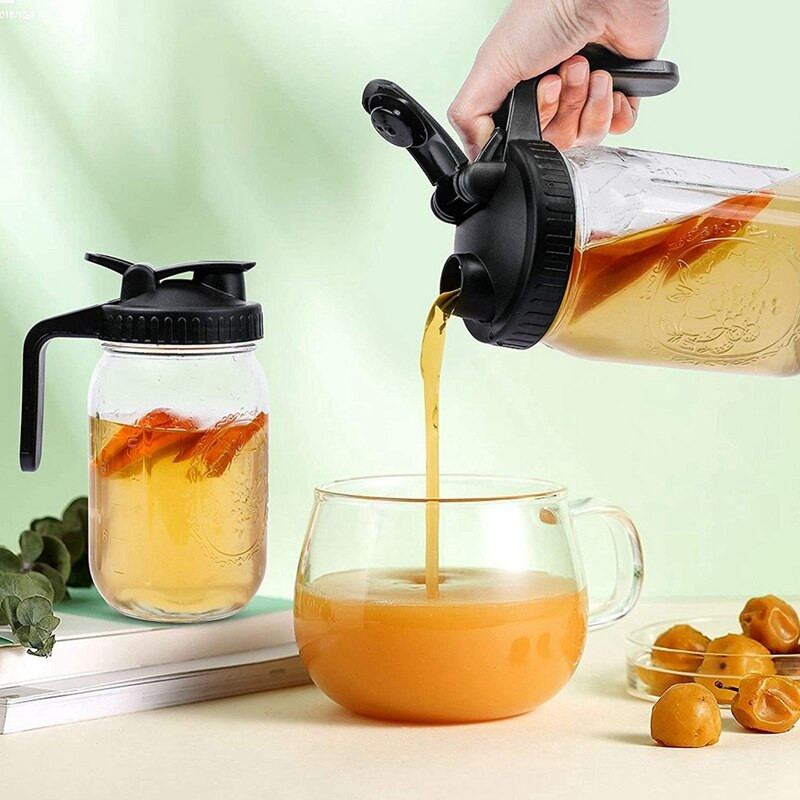 Capace pentru borcane Mason cu gură largă, capac cu capac cu mâner, cu etanșare etanșă și gura de turnare ușoară, capace reutilizabile pentru conserve