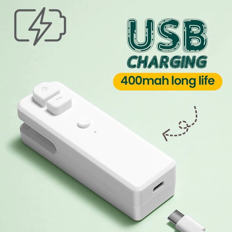 Nešiojamasis mini maišelio sandariklis 2 viename karšto sandarinimo mašina su pjaustytuvu magnetiniu USB įkraunamu rankiniu karščiu plastikiniam maišeliui