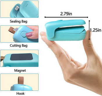 Mini Chip Bag Sealer, Handheld Heat Vacuum Sealer and Cutter, Portable Chip Bag Ressealer Machine for Snack Plastic Fresh Bag