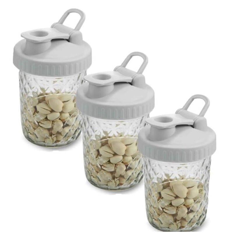 Viečko na zaváraciu nádobu, 3 kusy nepriepustného odklápacieho viečka vhodné pre zaváraciu nádobu so širokým hrdlom (pohár nie je súčasťou balenia)