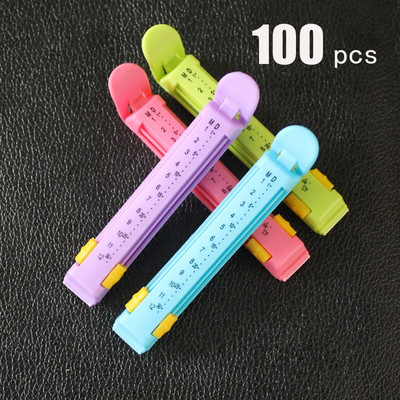 Laiko skalės dizainas Fresh Food Seal Stick Sandėliavimas Spalvotas plastikinių maišelių sandariklis, skirtas maistui pagardinti šiukšlių pakuotės maišelių spaustukais