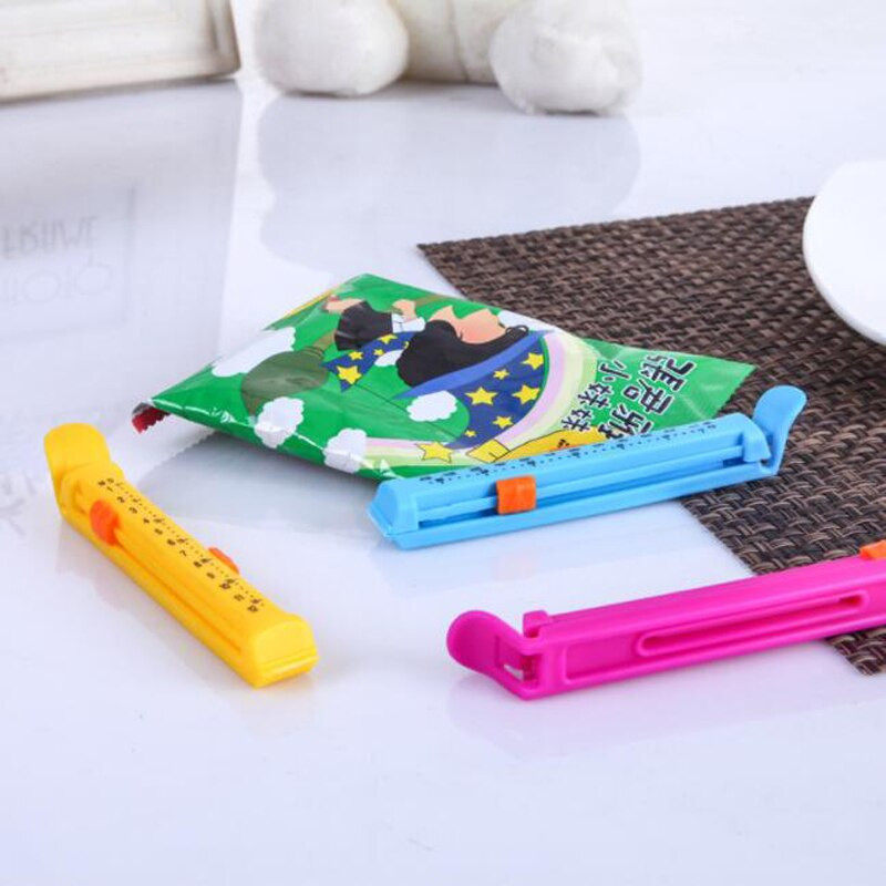 Laiko skalės dizainas Fresh Food Seal Stick Sandėliavimas Spalvotas plastikinių maišelių sandariklis, skirtas maistui pagardinti šiukšlių pakuotės maišelių spaustukais