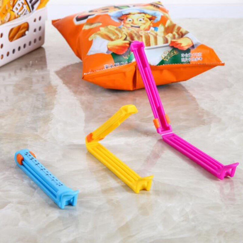 Laiko skalės dizainas Fresh Food Seal Stick Sandėliavimas Spalvotas plastikinių maišelių sandariklis, skirtas maistui pagardinti šiukšlių pakuotės maišelių spaustukais