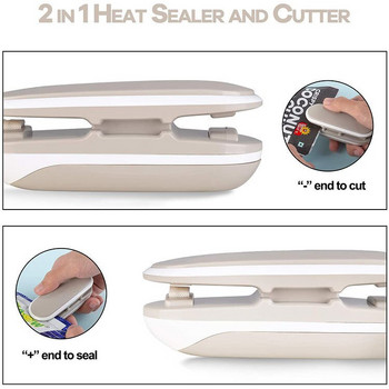 2 σε 1 Μίνι τσάντα σνακ Κλιπ Heat Seal Sealer Cutter Φορητό μηχάνημα σφράγισης Γκρι οικιακό φορητό εργαλείο χειρός