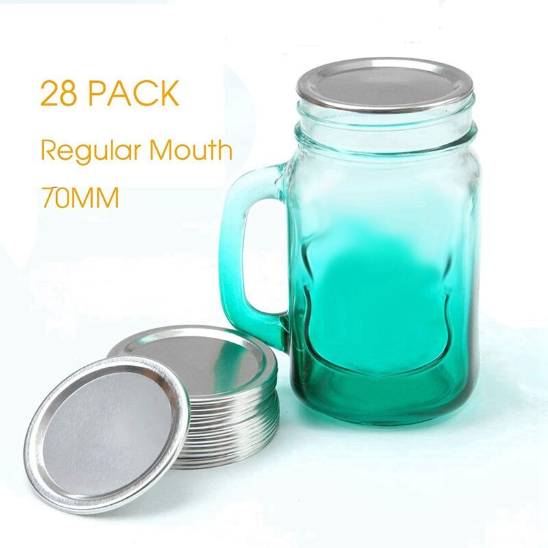 56 kusov bežných viečok na poháre s deleným uzáverom, viečka na konzervovacie poháre kompatibilné s Mason Jar, 70 mm (strieborné)