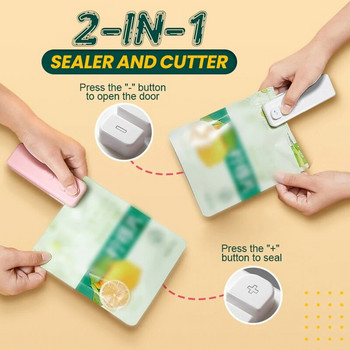 Φορητό Mini Bag Sealer 2 In 1 Heat Sealing Machine with Cutter Magnetic USB Rechargeable Heat Sealers for Plastic Bag