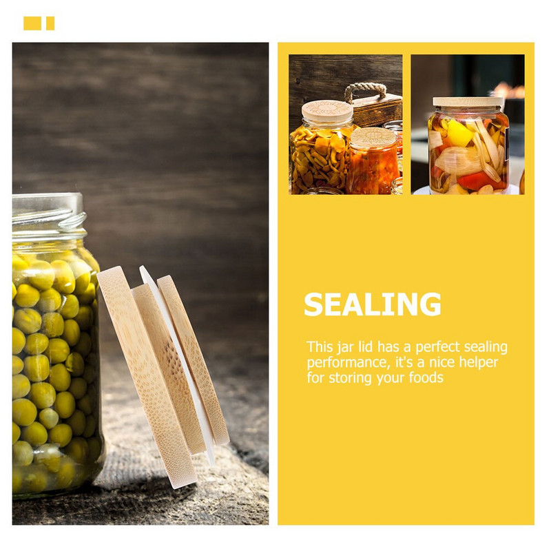 Capace pentru borcane Capac Mason Canning Canning Cover din lemn Cană Iaurt Cafea Lemn etanș Reutilizabil Sigiliu cu gura lată Sigiliu Ceai Băutură