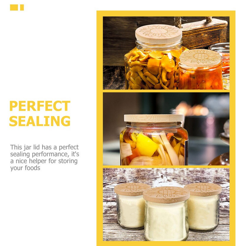 Capace pentru borcane Capac Mason Canning Canning Cover din lemn Cană Iaurt Cafea Lemn etanș Reutilizabil Sigiliu cu gura lată Sigiliu Ceai Băutură