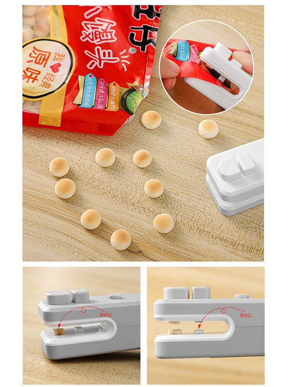 USB punjenje, mini stroj za brtvljenje, prijenosni uređaj za toplinsko brtvljenje, plastična vrećica za pohranu pakiranja, praktična naljepnica i brtve za grickalice