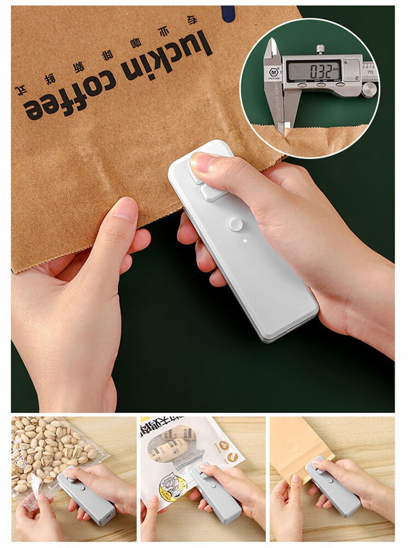 USB punjenje, mini stroj za brtvljenje, prijenosni uređaj za toplinsko brtvljenje, plastična vrećica za pohranu pakiranja, praktična naljepnica i brtve za grickalice